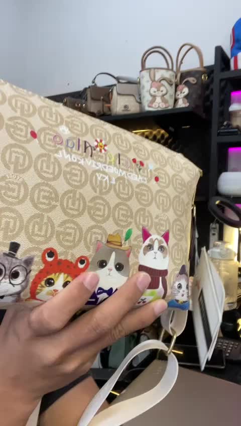 Fenim Tiff J02 Tas Selempang Wanita Kulit PU Cokelat Elegan Dua Tali Panjang