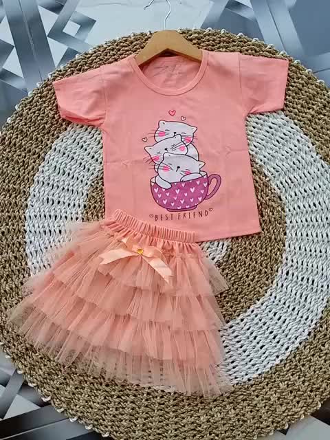 Setelan anak perempuan trio cat super