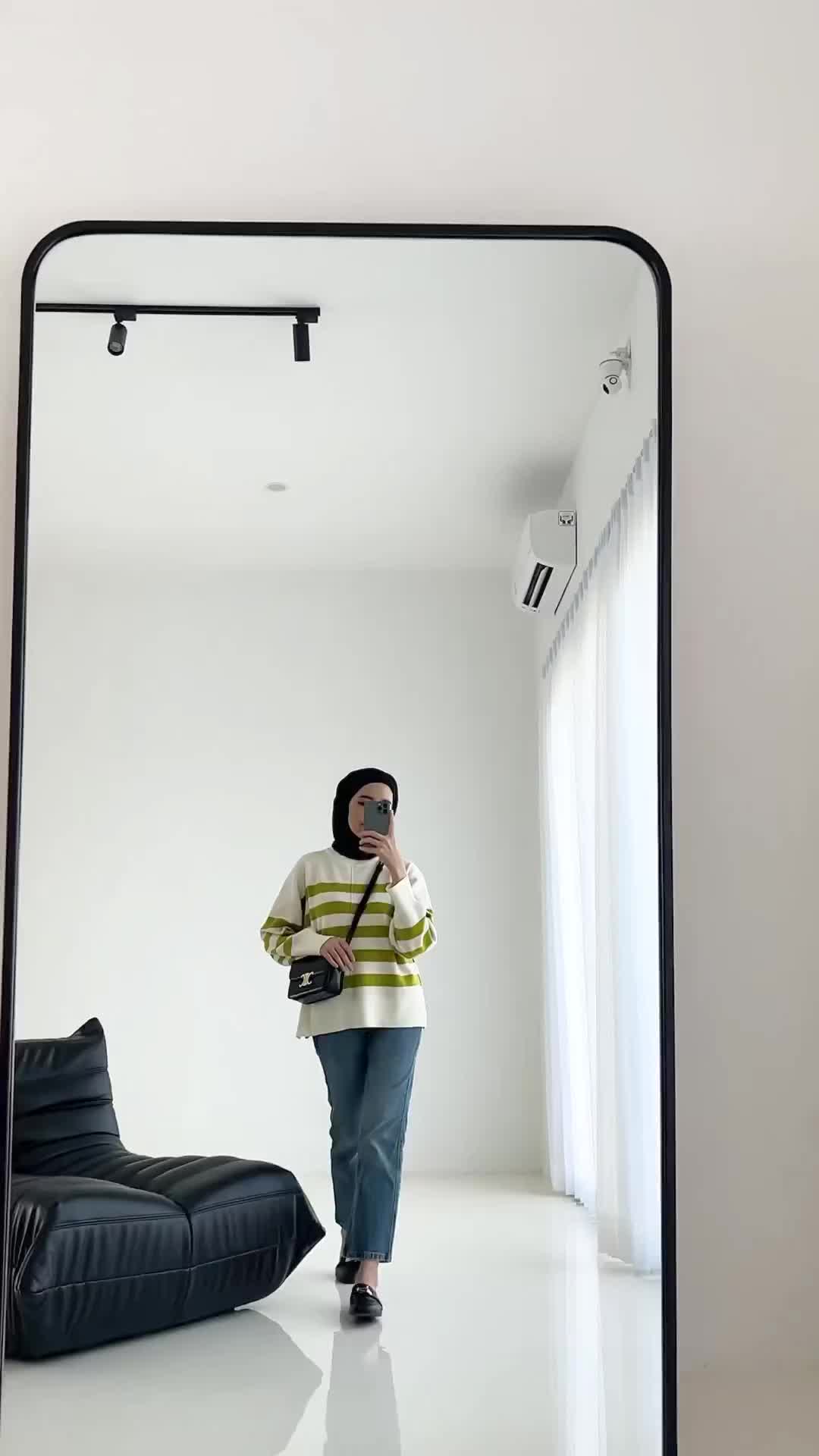 Sweater rajut wanita motif garis garis - Knit blouse oversize korean style kekinian - DIARA STRIPE Baju Fit