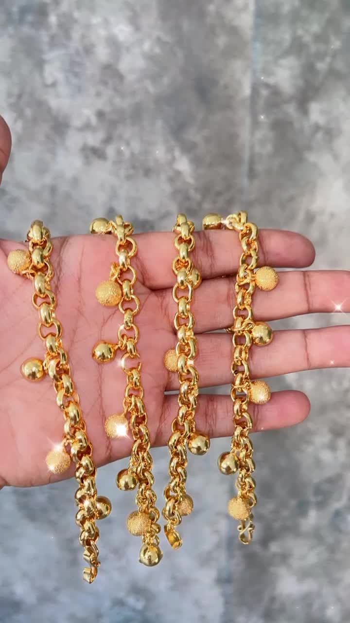 Gelang Rantai Boba Pasir Crum Viral Terlaris Pelapisan Logam Aksesoris Wanita - Tahan Lama anggur