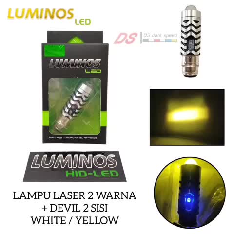 LAMPU LED DEPAN MOTOR LUMINOS  H6 LS1 LS2 LASER GUN PUTIH KUNING PLUS SENJA BIRU DC