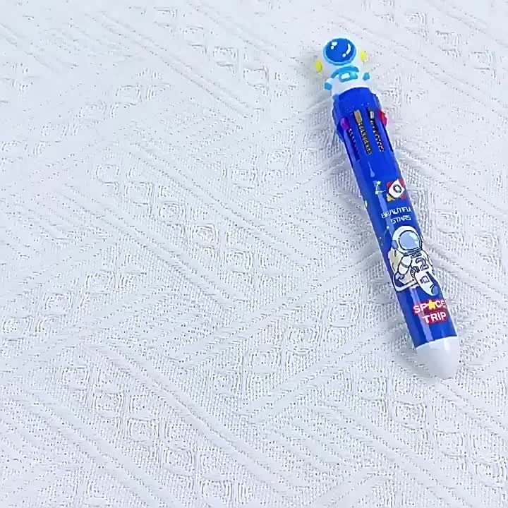 Pulpen 10 Warna Karkater Astronot dan Beruang Bolpoin 10 Warna Karakter Lucu Biru