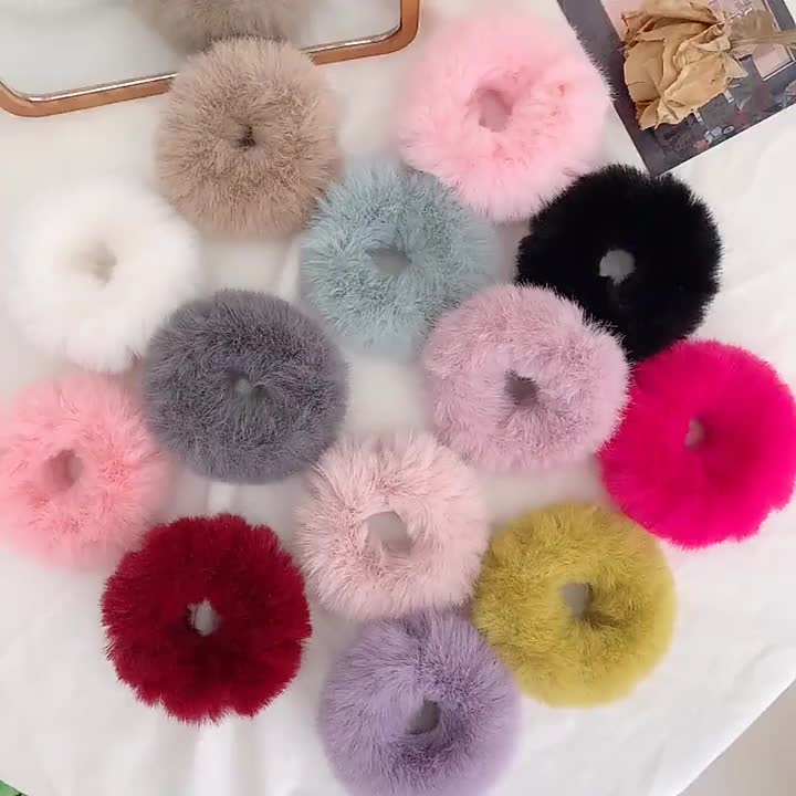 BISA COD F5839 Ikat Rambut Donat / Ikat Rambut Bulu Halus Scrunchies Anak Dewasa Fashion