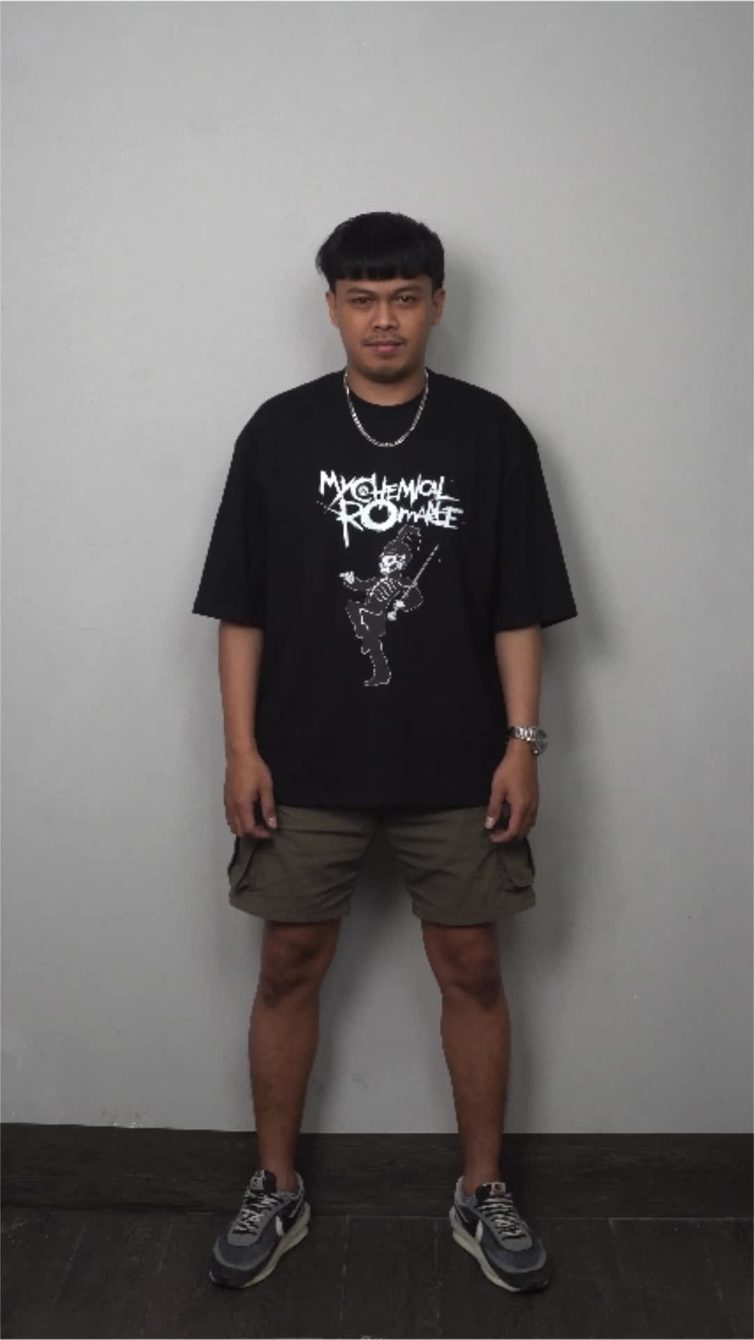 Artisan T-Shirt MCR Kaos Oversize Hitam Katun Combed Cowok Kain Sablon Lokal Pria