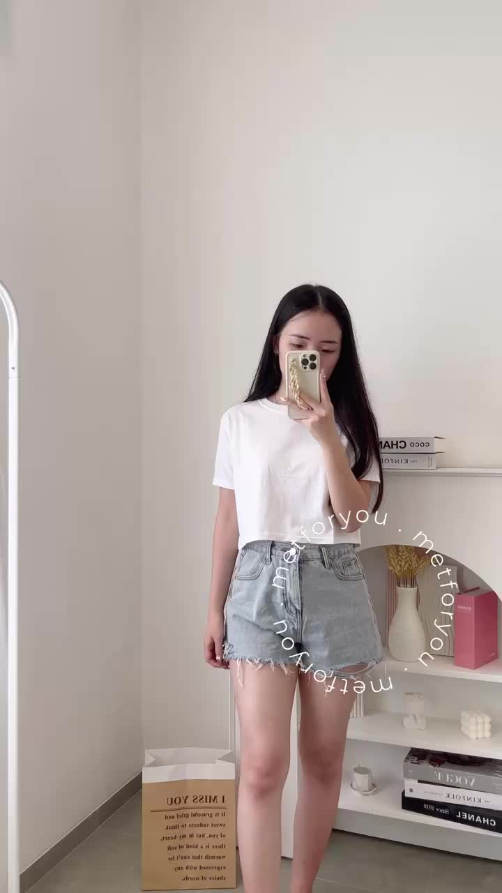 METFORYOU Crop Top Polos O Neck Cotton | Baju Kaos Wanita