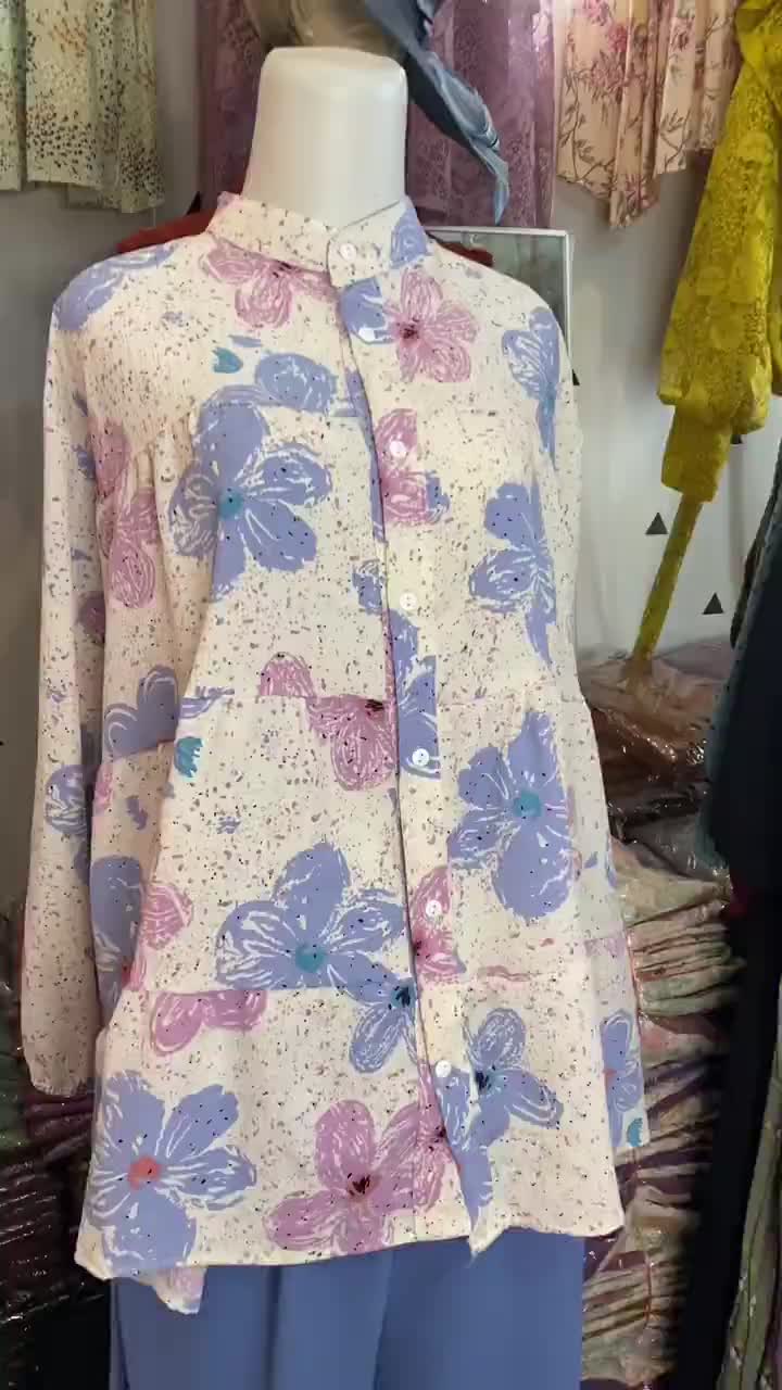 PAKAIAN SET WANITA TIANA ONE SET CRINGKEL AIRFLOW MOTIF SETELAN MOTIF BUNGA JUMBO Atasan Celana Bahan Crinkle Baju Muslim Panjang