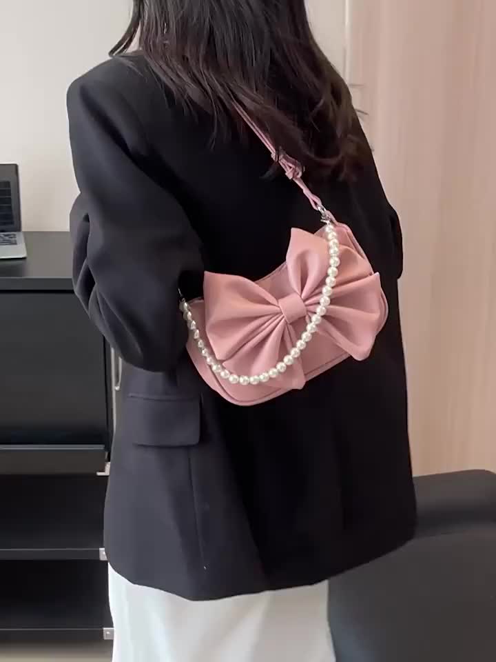 myas store - Tas Selempang Kulit Wanita Comes Import Tas Cewek Rantai Bahu Slingbag Pearl Bag Aesthetic Waistbag