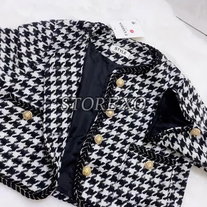 XO Crop Blazer Tweeds Premium Import // Blazer Houndstooth