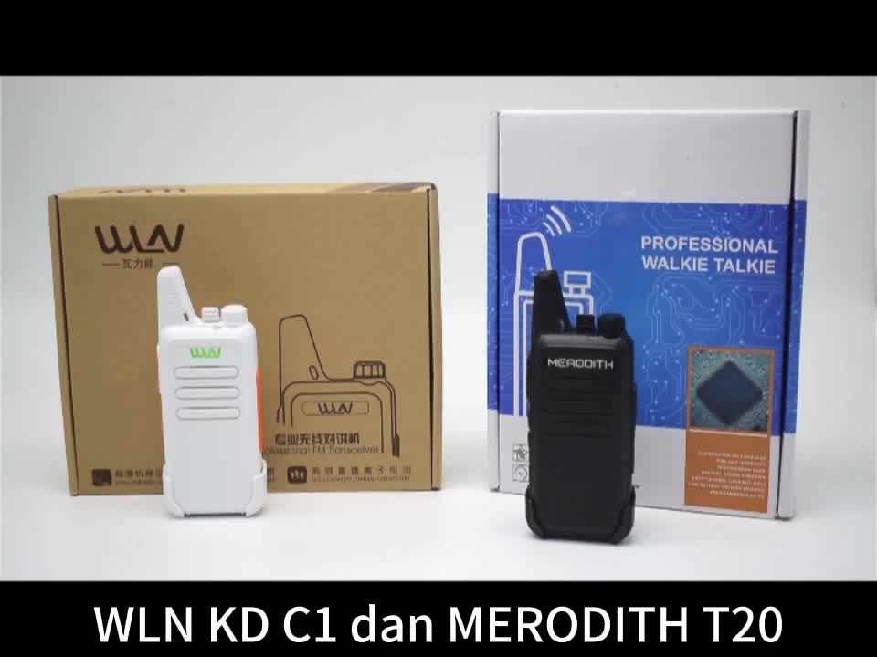 COD 100%Ori HT MERODITH T20 UHF 400-470MHZ Walky Talky 16 Channel Walkie Talkie 2unit Army green/Black Dapat terhubung ke wln kd C1 Black Adaptor