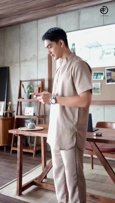 Fobdg Koko Setelan Yusuf Bahan cotton baju set dengan celana Baju Koko Setelan Pria Lengan Pendek Polos