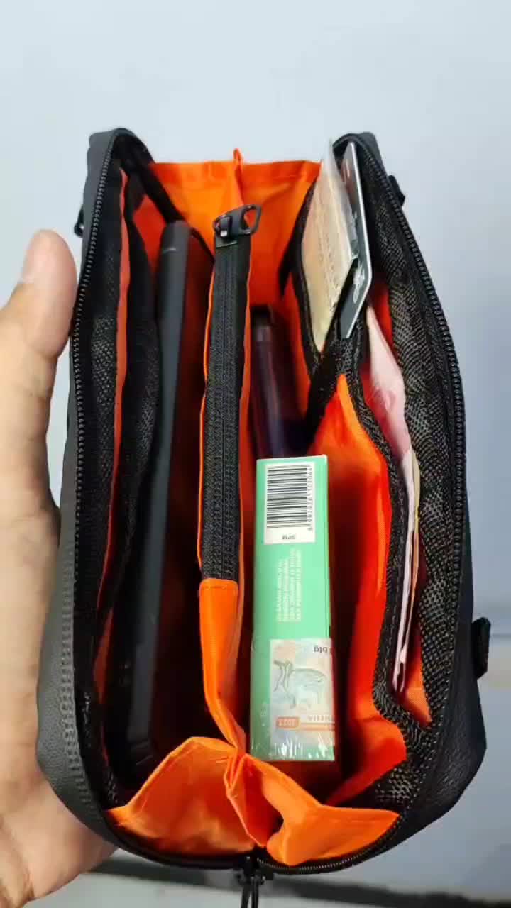 NEZORERO – Handbag Pria Multifungsi Tas Tangan Formal Casual Waterproof Tahan Air Slingbag Selempang Tas Hanging Wallet Tas HP Pouch Verion Hitam Waistbag