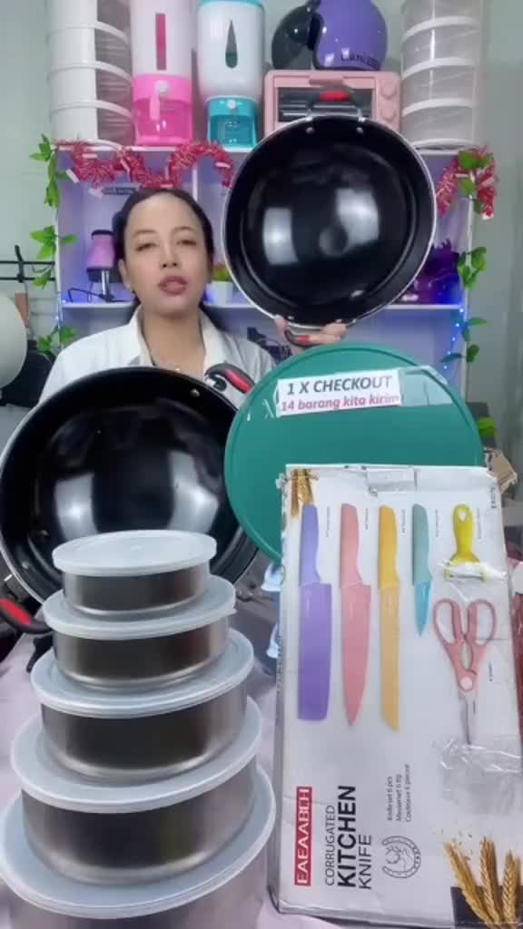 LT 001 Promo 2 Wajan Enamel Kuping Marble Teflon 34cm Alat Hitam Masak Pan Panci