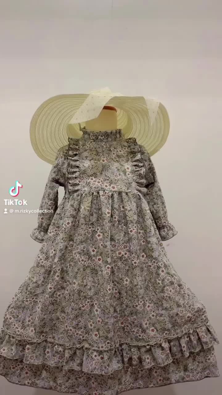 Gamis Anak Crinkle Premium Motif Bunga Usia 1-15 Tahun Muslim Anak Dress Anak