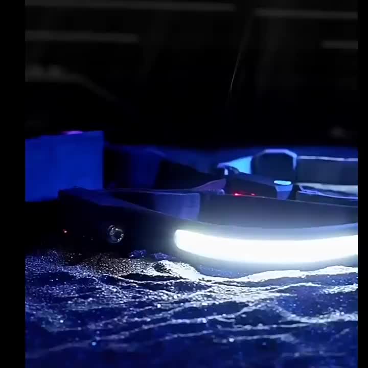 Lampu depan COB di luar malam berjalan Sensing Lampu depan tahan air USB dapat dimuatkan kembali Tipe-C Lampu Kepala Memuatkan Putih Kuning