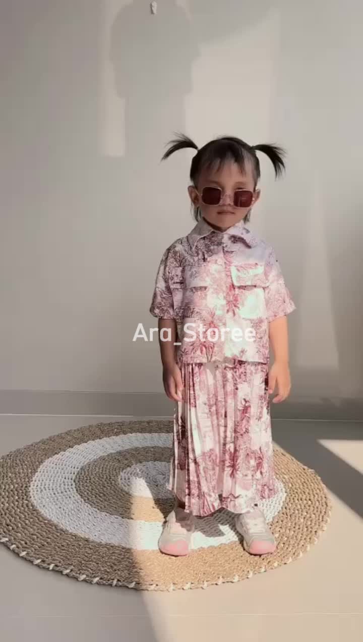 Setelan Baju dan Rok Plisket Fuji Bahan Katun Mikro Anak Perempuan Usia 1-12 Tahun_ Parsel arastore