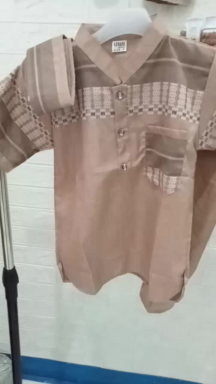 Baju Koko Anak Laki Usia 4-12 Tahun Terbaru Bahan Katun Madinah Motif Songket bordir muslim Setelan Nyaman Celana Panjang Peci