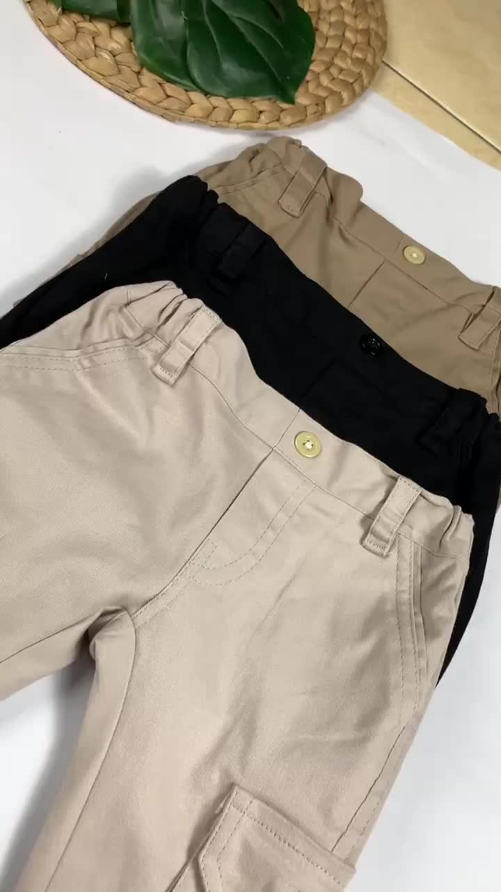 Bronkis Junior Celana Cargo Panjang Anak Laki Chino Bahan Katun Stretch Polos Kids Fashion