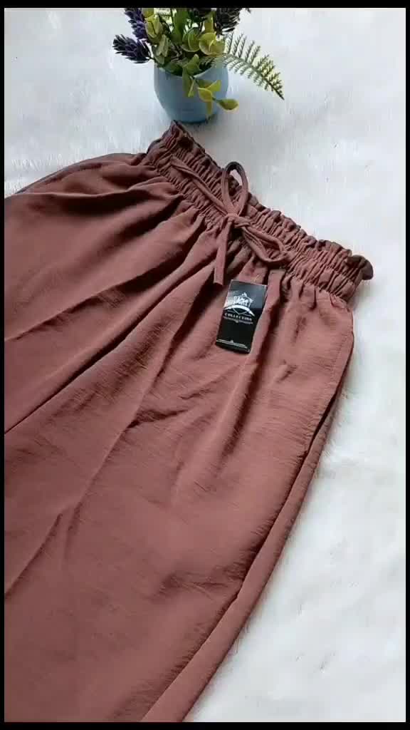 Paket Usaha GET 4Pcs 100Ribu  Celana  Panjang  Kulot Wanita  Tali Standar  Kain Crinckle   Airflow  Premium 60 Kg Crinkl Serut
