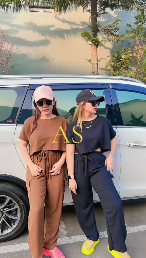 ALFAZZA ZIZE SET CARGO Hits Kekinian Crinkle Airflow Setelan Atasan Celana Wanita Polos Crop Top