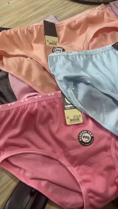 6 Pcs CD Celana Dalam Wanita Dewasa Kareshi Yes 2907 Katun Poliester Polos Lucu Cewek Motif Remaja panties cd  perempuan