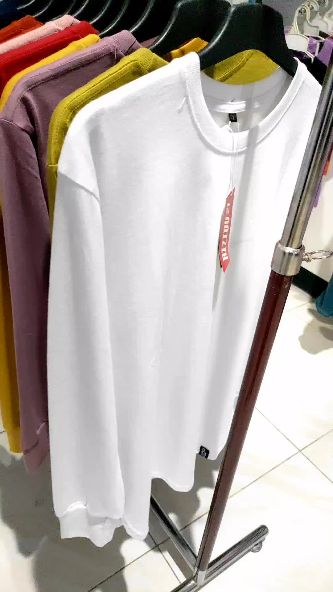 Baju Atasan Polos Wanita Lengan Panjang Basic Bawah Oval top katun combed lembut nyaman kaos Muslim Tebal Oversize