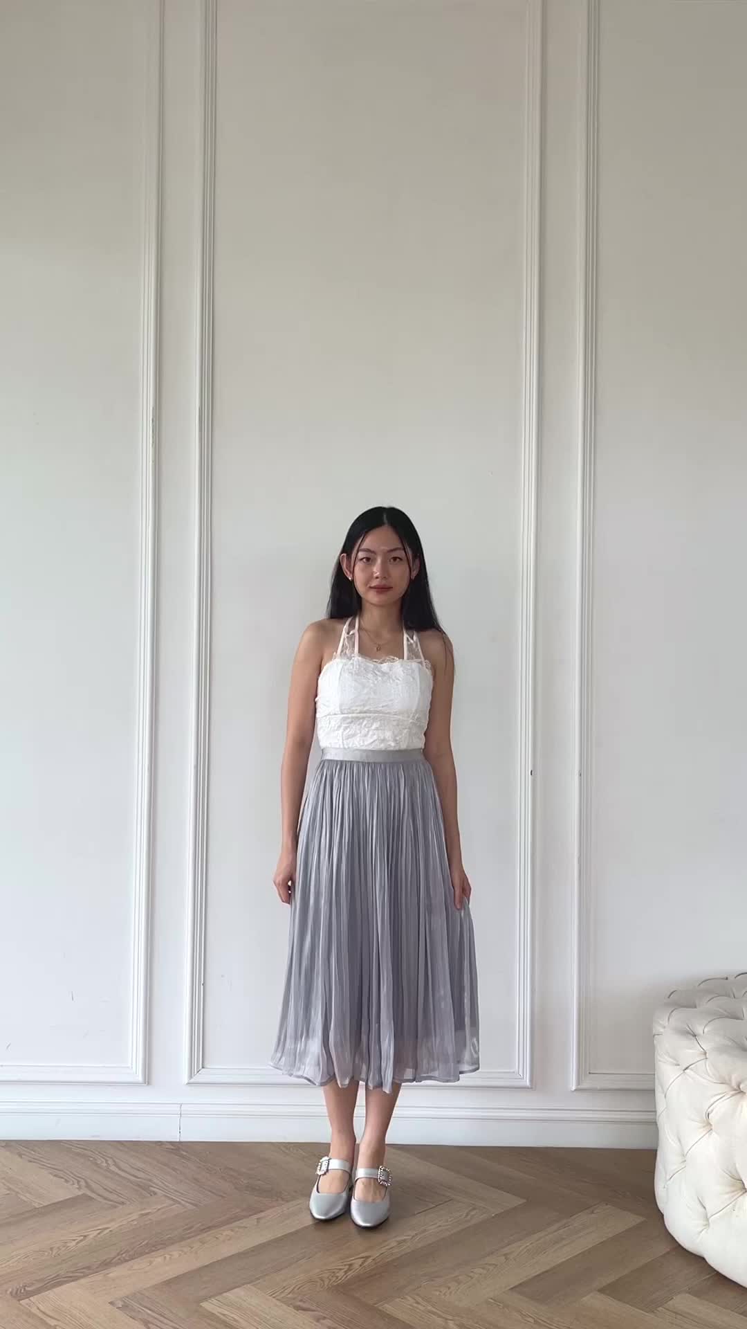 [YUKARI.IDN] 아리아나 ARIANA SKIRT | Korean Rok Plisket Shimmer Glossy Premium Panjang Wanita