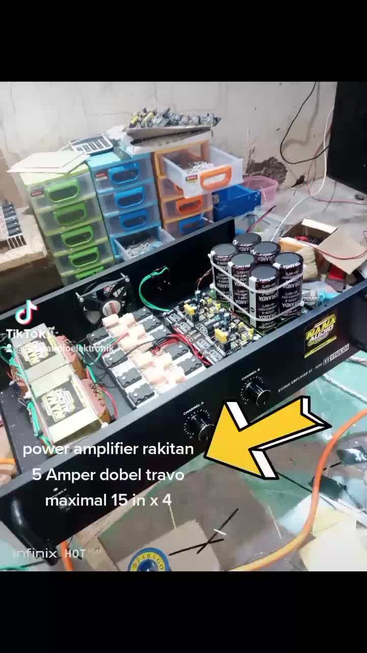power amplifier rakitan 5 Amper dobel travo. Amplifier Rumah