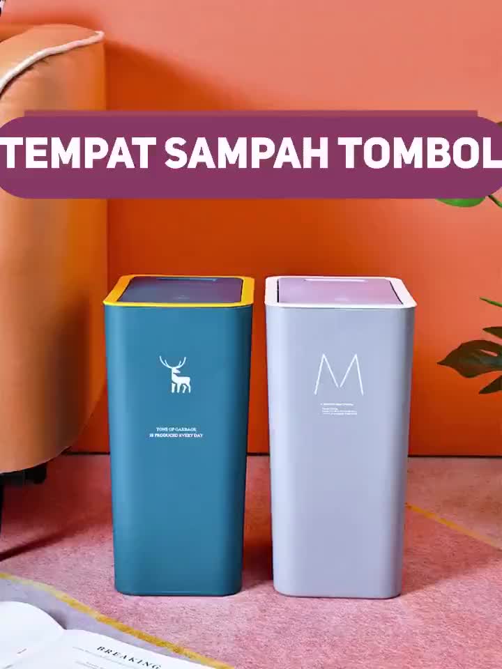 Muzy Tong Sampah Tempah Sampah Tertutup Desain Minimalis Rubbish Bin Tempat Sampah Dapur HSB602