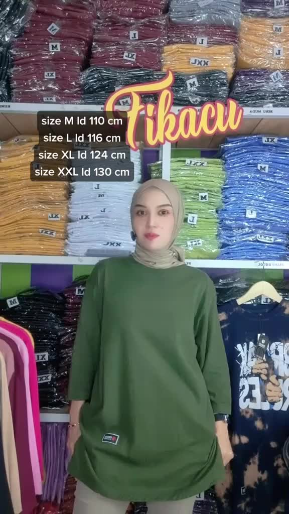T-Shirt Oversize Polos Kaos Wanita Lengan 7 per 8 Bahan Cotton Combed 24s Katun Adem Lembut Nyaman