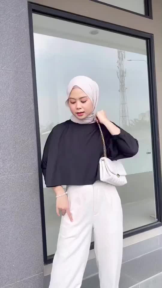 STACY CROP TOP BLOUSE CRINKLE AIRFLOW OVERSIZE Atasan Basic Nyaman