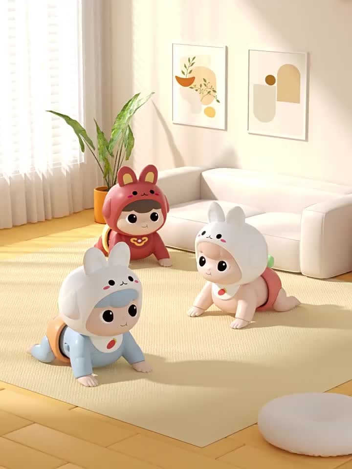 NODIA Mainan Bayi Merangkak boneka merangkak Mainan Bayi crawling doll Robot Jalan Perayap Musik Boneka listrik Cocok untuk 3+ bulan