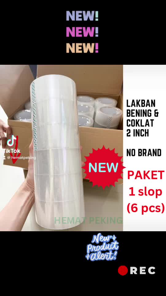 Lakban Fragile Unboxing 2 inch Merah Putih 1 slop isi 6 pcs