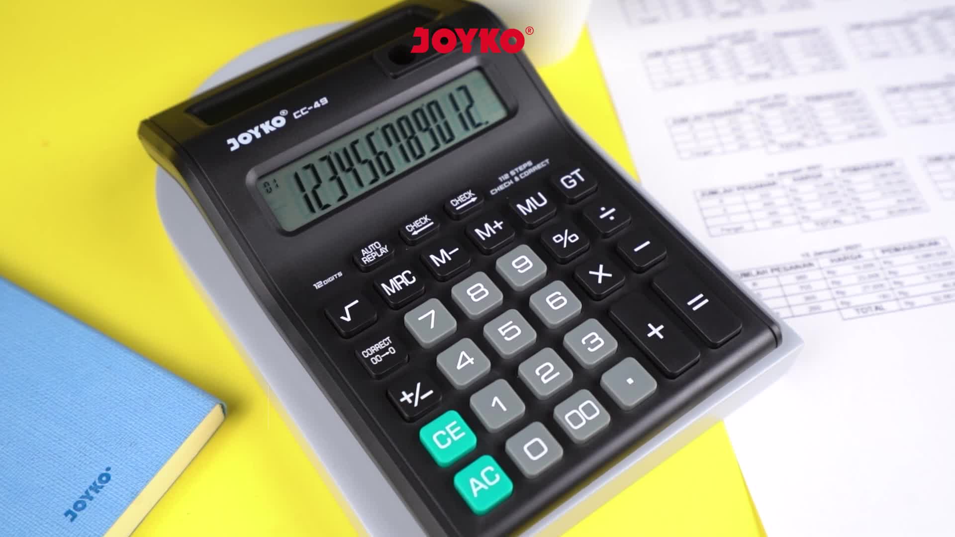 JOYKO Calculator Kalkulator Joyko CC-49 12 Digits 2 Display Pen