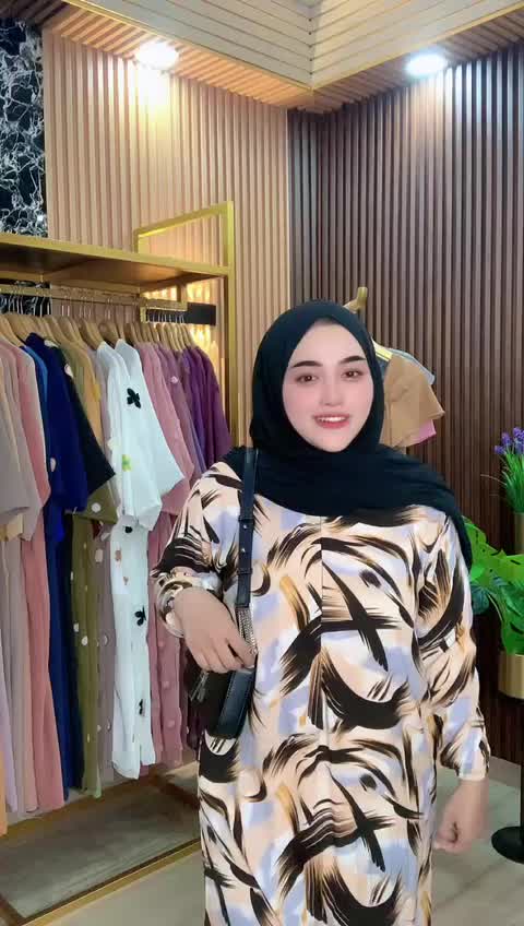 Daster Motif Lengan Panjang Rayon Premium dengan Kantong dan Resleting - Busui Friendly - Wanita, Muslim