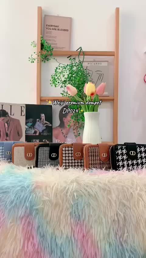 Weiyi DP024 s/d DP029 5 motif dompet lipat wanita Kualitas Premium bahan kulit kombinasi canva dompet wanita kecil dompet mini
