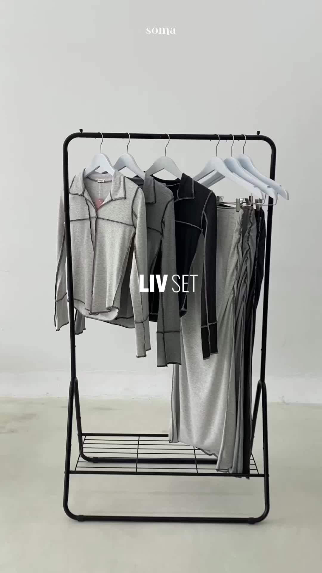LIV SET - Setelan Wanita Oneset Lengan Panjang Knit Rib Premium Shirt Pants Baju Set Celana Highwaist Soma Atasan Stretch Casual  Kulot  Top  Basic  Bawahan  Blazer  Simple