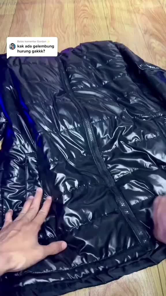 Puffer Jaket Hitam Ultralight / Jaket Gelembung Tebal Pria parasut
