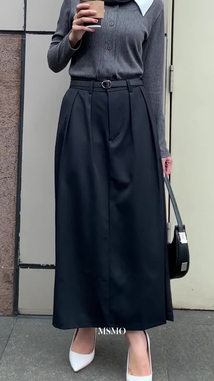 MSMO Fane Skirt Black / Rok Panjang Polos / Rok Wanita Casual Semi Hitam