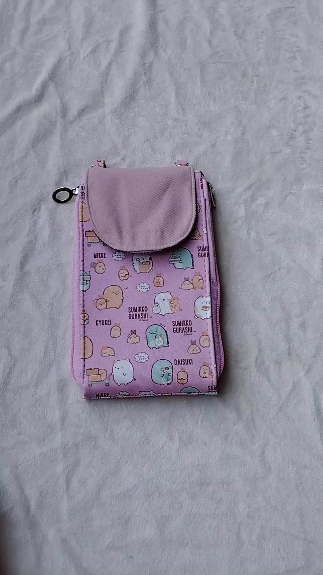 Dompet Hp dan Kartu-Tas Selempang Wanita Remaja Hanging Wallet-Dompet Gantung Leher Waterproof Mungil imut Lucu Warna Muda Gambar fullprint Anti Luntur