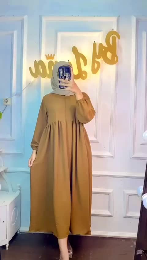 BALENA MIDI Dress Crinkle Polos Airflow Zipper Wanita