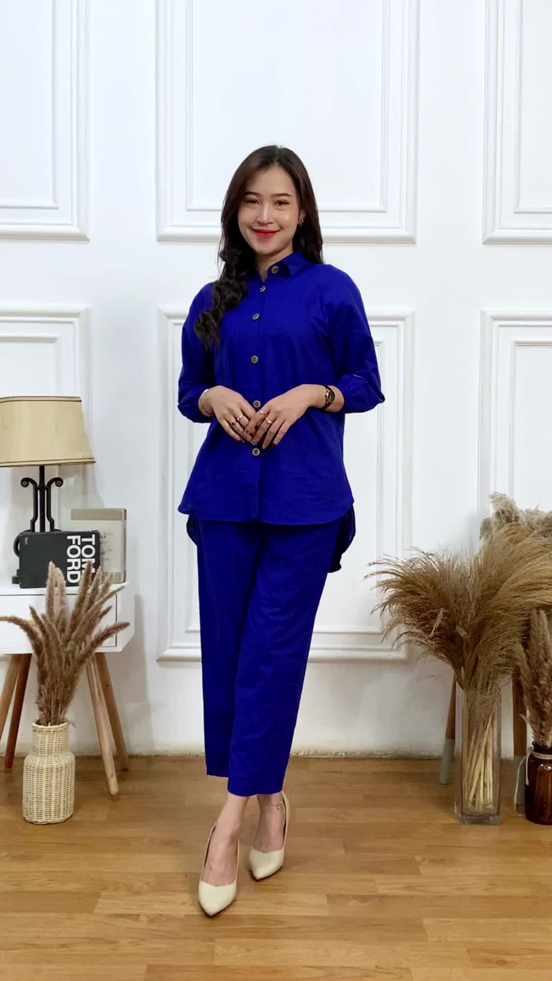 Setelan Wanita Atasan setelan kulot, ONE SET KEMEJA setelan wanita polos terbaru+Celana Kekinian KEMEJA set Linen one set terbaru KEKINIAN TERMURA SET KMEJA OVERSIZE