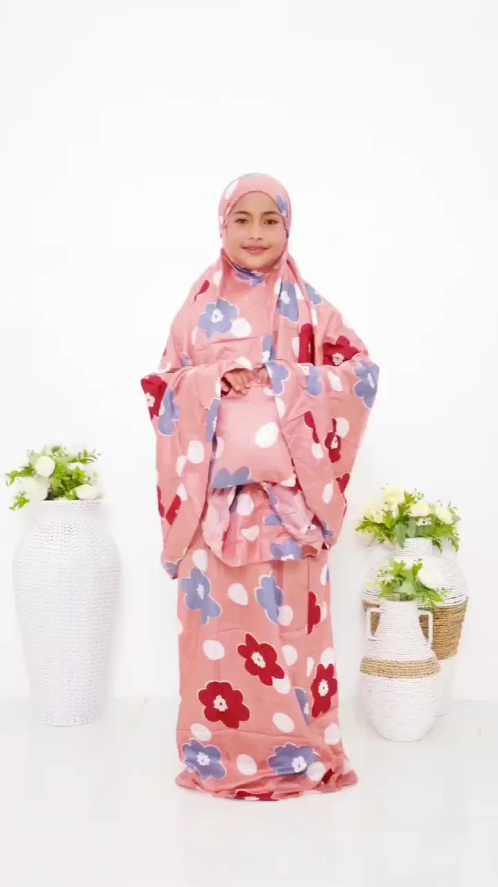 Mukena Anak Tanggung katun Rayon motif AZURA Jumbo 7-12 tahun Rempel XXL Atasan Panjang Muslim Variasi