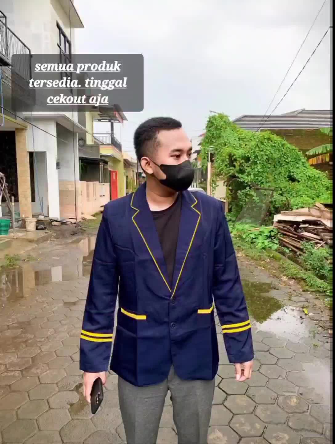 Jas Sekolah Pria Lisputih Hight Twist Fullpuring - Nyaman dan Tahan Lama - Formal, Kuning, Tebal, Bordir, Custom, Dewasa, Panjang, Kain, Logo