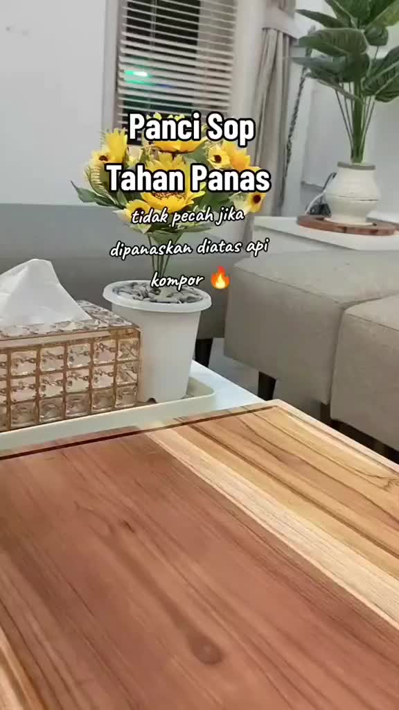 Panci Masak Tahan Panas Api Stewing Soup Pot Kaca Borosilicate Glass 2L