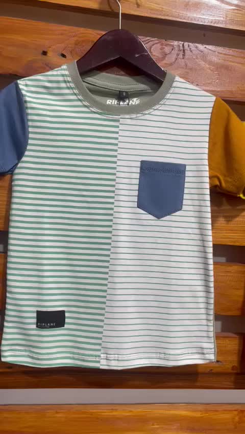 RIPLANE Kaos Anak Distro Cotton Combed 30s Usia 1-12 Tahun | Salur Autumn Foliage