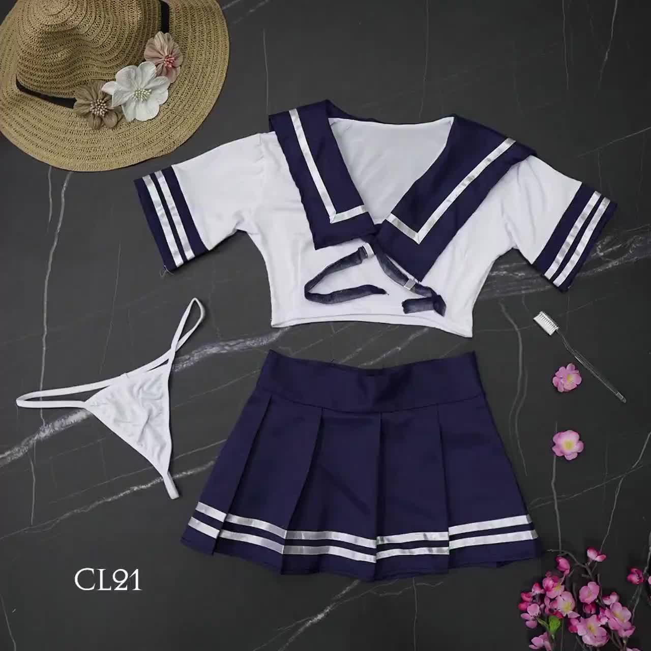 {BEST PRODUK VIOLET} Set Atasan & Rok & CD Model Seragam Siswi Jepang Baju Panjang 1149