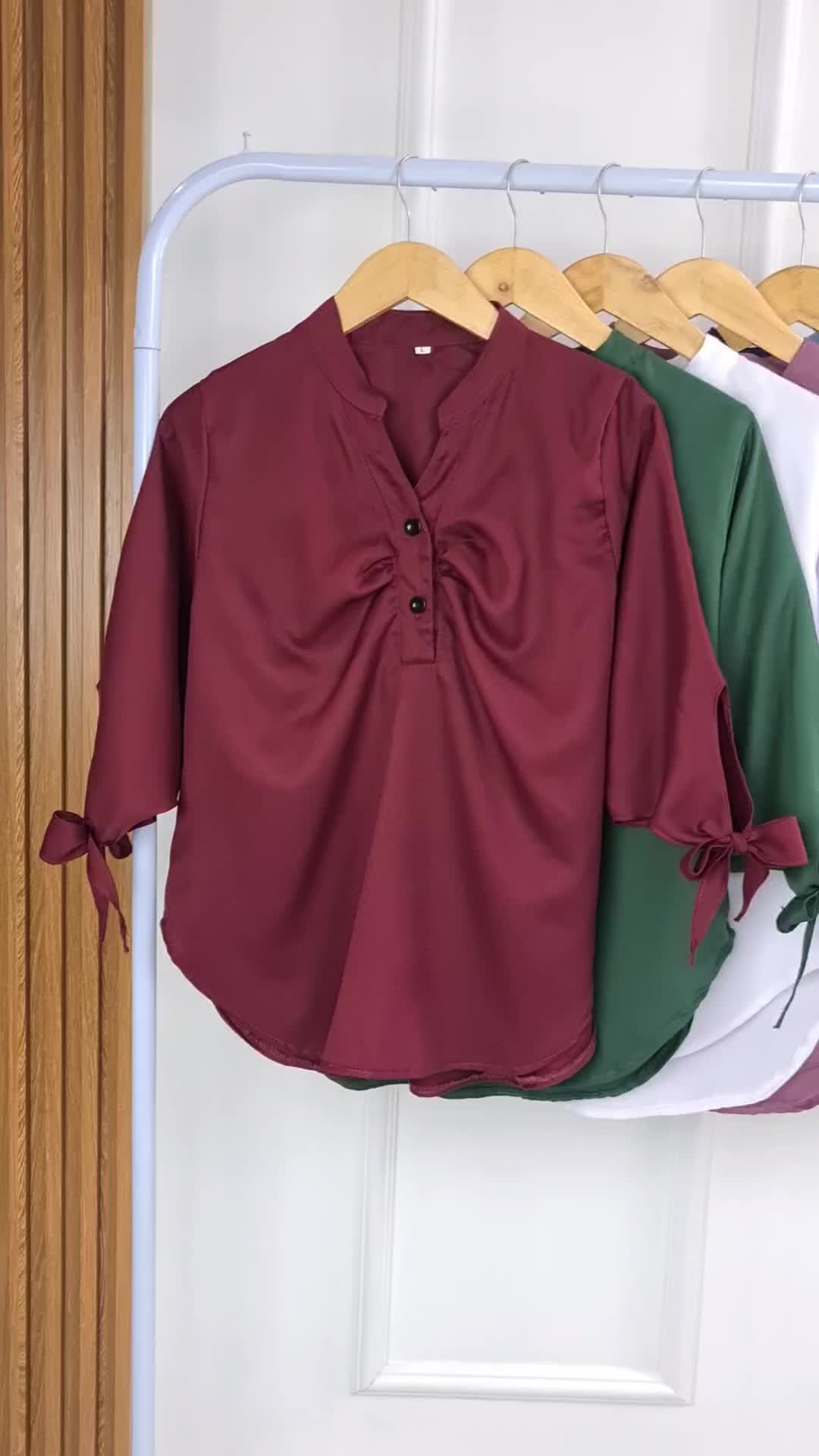 LVL - Atasan Blouse Jumbo Wanita Blus Loose Bigsize SACHIE L dan XXL Crepe Kancing Panjang Oversize Baju Kaos Top Tangan Hitam