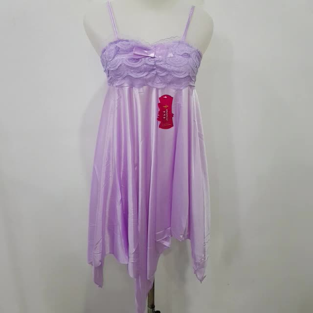 Piyama Pita Gaun Dress Satin Biru Pink Ungu Wanita