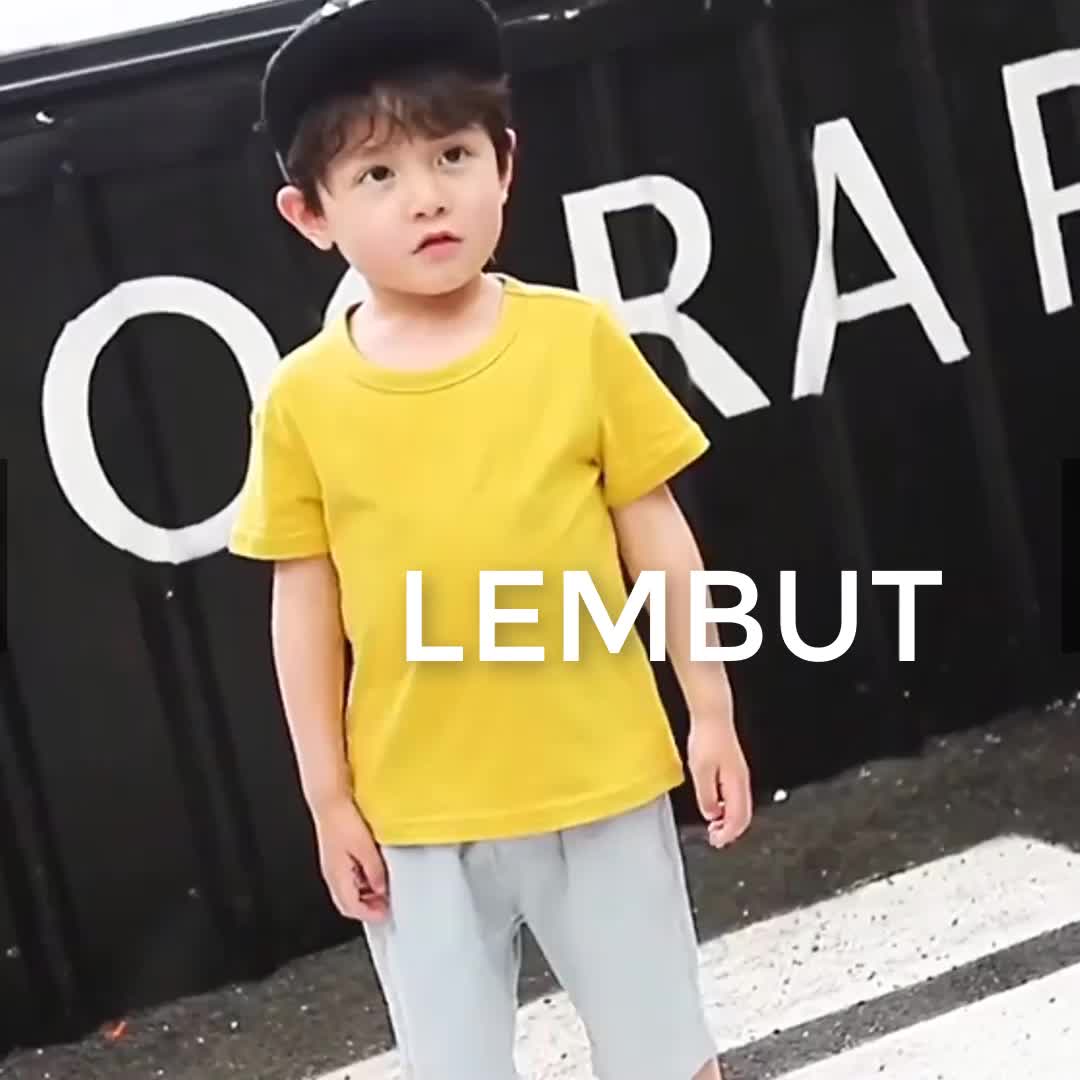 Kaos Polos Anak Perempuan Laki Laki Tangan Pendek Panjang Katun Adem Hijau Stabilo
