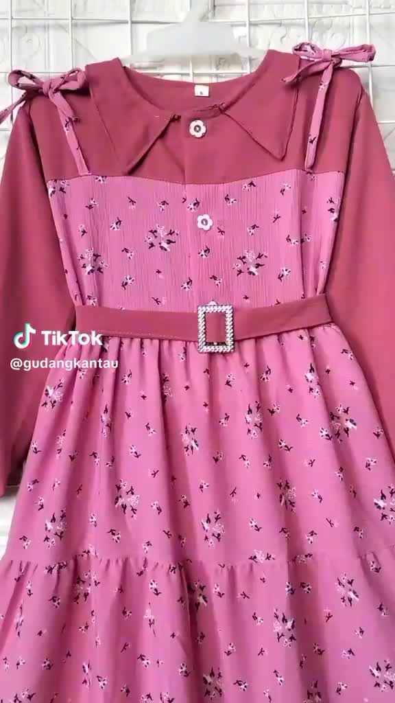 SETELAN ANAK PEREMPUAN TALI SERUT PINGGIR FREE TAS 1-6 TAHUN MODEL INDIRA Fashion